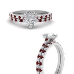 Load image into Gallery viewer, french-pave-pear-petite-ruby-wedding-ring-set-in-FD9918PEGRUDRANGLE3-NL-WG-B1
