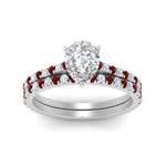 Load image into Gallery viewer, french-pave-pear-petite-ruby-wedding-ring-set-in-FD9918PEGRUDRANGLE3-NL-WG-B1
