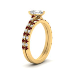Load image into Gallery viewer, french-pave-pear-petite-ruby-wedding-ring-set-in-FD9918PEGRUDRANGLE3-NL-YG-B1
