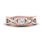 Load image into Gallery viewer, french-pave-princess-cut-contour-emerald-wedding-band-in-rose-gold-FD9986B1PRGEMGR-NL-RG
