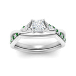 Load image into Gallery viewer, french-pave-princess-cut-contour-emerald-wedding-band-in-white-gold-FD9986B1PRGEMGR-NL-WG
