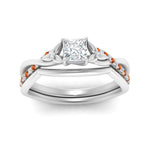 Load image into Gallery viewer, french-pave-princess-cut-contour-orange-sapphire-wedding-band-in-white-gold-FD9986B1PRGSAOR-NL-WG
