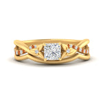 Load image into Gallery viewer, french-pave-princess-cut-contour-orange-sapphire-wedding-band-in-yellow-gold-FD9986B1PRGSAOR-NL-YG
