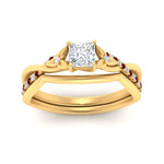 Load image into Gallery viewer, french-pave-princess-cut-contour-ruby-wedding-band-in-yellow-gold-FD9986B1PRGRUDR-NL-YG
