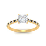 Load image into Gallery viewer, french-pave-princess-cut-petite-black-diamond-engagement-ring-in-FD9918PRRGBLACKANGLE3-NL-YG
