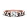 Load image into Gallery viewer, french-pave-princess-cut-petite-black-diamond-wedding-ring-set-in-FD9918PRGBLACKANGLE3-NL-RG-B1
