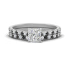 Load image into Gallery viewer, french-pave-princess-cut-petite-black-diamond-wedding-ring-set-in-FD9918PRGBLACKANGLE3-NL-WG-B1