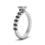 Load image into Gallery viewer, french-pave-princess-cut-petite-black-diamond-wedding-ring-set-in-FD9918PRGBLACKANGLE3-NL-WG-B1
