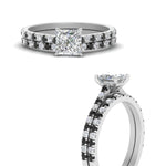 Load image into Gallery viewer, french-pave-princess-cut-petite-black-diamond-wedding-ring-set-in-FD9918PRGBLACKANGLE3-NL-WG-B1
