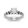 Load image into Gallery viewer, french-pave-princess-cut-petite-black-diamond-wedding-ring-set-in-FD9918PRGBLACKANGLE3-NL-WG-B1