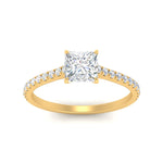Load image into Gallery viewer, french-pave-princess-cut-petite-diamond-engagement-ring-in-FD9918PRRANGLE3-NL-YG
