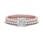 Load image into Gallery viewer, french-pave-princess-cut-petite-diamond-wedding-ring-set-in-FD9918PRANGLE3-NL-RG-B1
