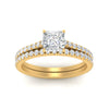 Load image into Gallery viewer, french-pave-princess-cut-petite-diamond-wedding-ring-set-in-FD9918PRANGLE3-NL-YG-B1