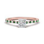 Load image into Gallery viewer, french-pave-princess-cut-petite-emerald-engagement-ring-in-FD9918PRRGEMGRANGLE3-NL-RG
