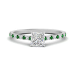 Load image into Gallery viewer, french-pave-princess-cut-petite-emerald-engagement-ring-in-FD9918PRRGEMGRANGLE3-NL-WG
