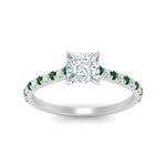 Load image into Gallery viewer, french-pave-princess-cut-petite-emerald-engagement-ring-in-FD9918PRRGEMGRANGLE3-NL-WG
