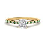 Load image into Gallery viewer, french-pave-princess-cut-petite-emerald-engagement-ring-in-FD9918PRRGEMGRANGLE3-NL-YG
