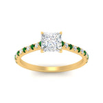 Load image into Gallery viewer, french-pave-princess-cut-petite-emerald-engagement-ring-in-FD9918PRRGEMGRANGLE3-NL-YG
