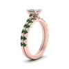 Load image into Gallery viewer, french-pave-princess-cut-petite-emerald-wedding-ring-set-in-FD9918PRGEMGRANGLE3-NL-RG-B1
