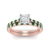 Load image into Gallery viewer, french-pave-princess-cut-petite-emerald-wedding-ring-set-in-FD9918PRGEMGRANGLE3-NL-RG-B1