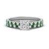 Load image into Gallery viewer, french-pave-princess-cut-petite-emerald-wedding-ring-set-in-FD9918PRGEMGRANGLE3-NL-WG-B1