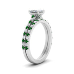 Load image into Gallery viewer, french-pave-princess-cut-petite-emerald-wedding-ring-set-in-FD9918PRGEMGRANGLE3-NL-WG-B1
