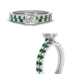 Load image into Gallery viewer, french-pave-princess-cut-petite-emerald-wedding-ring-set-in-FD9918PRGEMGRANGLE3-NL-WG-B1

