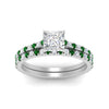 Load image into Gallery viewer, french-pave-princess-cut-petite-emerald-wedding-ring-set-in-FD9918PRGEMGRANGLE3-NL-WG-B1