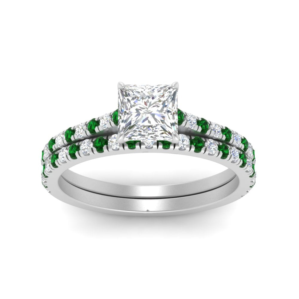 french-pave-princess-cut-petite-emerald-wedding-ring-set-in-FD9918PRGEMGRANGLE3-NL-WG-B1