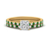 Load image into Gallery viewer, french-pave-princess-cut-petite-emerald-wedding-ring-set-in-FD9918PRGEMGRANGLE3-NL-YG-B1