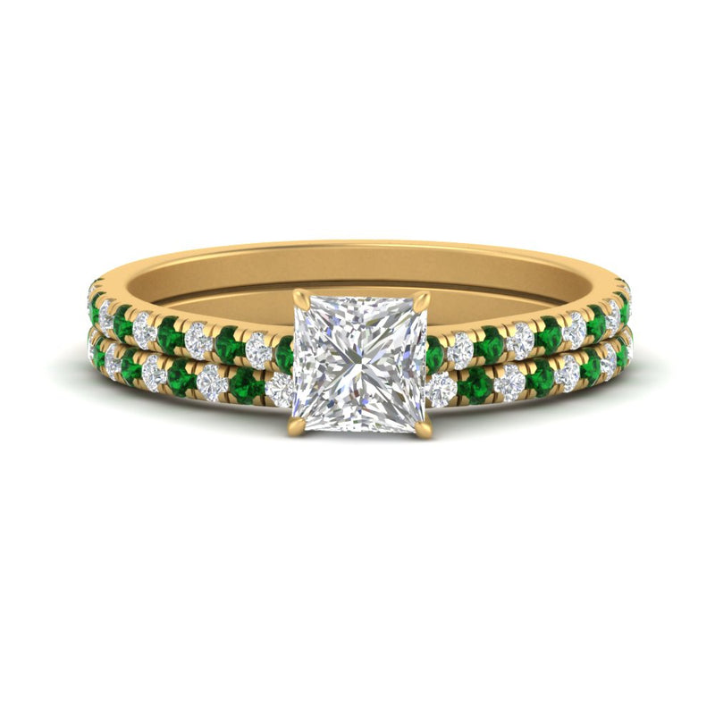 french-pave-princess-cut-petite-emerald-wedding-ring-set-in-FD9918PRGEMGRANGLE3-NL-YG-B1