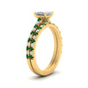Load image into Gallery viewer, french-pave-princess-cut-petite-emerald-wedding-ring-set-in-FD9918PRGEMGRANGLE3-NL-YG-B1
