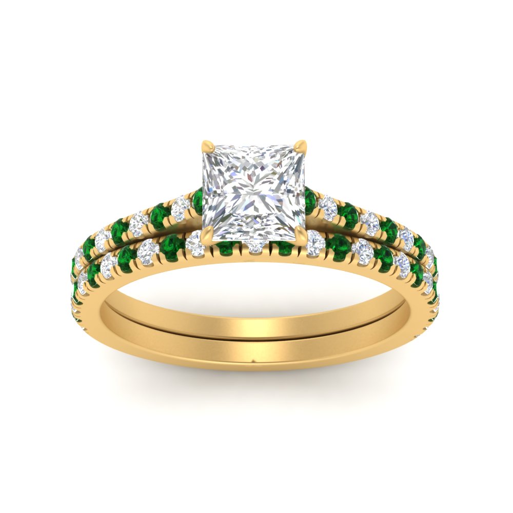 french-pave-princess-cut-petite-emerald-wedding-ring-set-in-FD9918PRGEMGRANGLE3-NL-YG-B1
