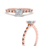 Load image into Gallery viewer, french-pave-princess-cut-petite-orange-sapphire-engagement-ring-in-FD9918PRRGSAORANGLE3-NL-RG
