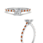 Load image into Gallery viewer, french-pave-princess-cut-petite-orange-sapphire-engagement-ring-in-FD9918PRRGSAORANGLE3-NL-WG
