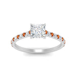 Load image into Gallery viewer, french-pave-princess-cut-petite-orange-sapphire-engagement-ring-in-FD9918PRRGSAORANGLE3-NL-WG
