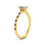Load image into Gallery viewer, french-pave-princess-cut-petite-orange-sapphire-engagement-ring-in-FD9918PRRGSAORANGLE3-NL-YG
