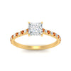 Load image into Gallery viewer, french-pave-princess-cut-petite-orange-sapphire-engagement-ring-in-FD9918PRRGSAORANGLE3-NL-YG