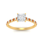 Load image into Gallery viewer, french-pave-princess-cut-petite-orange-sapphire-engagement-ring-in-FD9918PRRGSAORANGLE3-NL-YG
