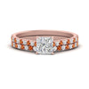 Load image into Gallery viewer, french-pave-princess-cut-petite-orange-sapphire-wedding-ring-set-in-FD9918PRGSAORANGLE3-NL-RG-B1