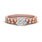 Load image into Gallery viewer, french-pave-princess-cut-petite-orange-sapphire-wedding-ring-set-in-FD9918PRGSAORANGLE3-NL-RG-B1
