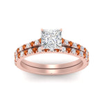 Load image into Gallery viewer, french-pave-princess-cut-petite-orange-sapphire-wedding-ring-set-in-FD9918PRGSAORANGLE3-NL-RG-B1
