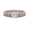 Load image into Gallery viewer, french-pave-princess-cut-petite-orange-sapphire-wedding-ring-set-in-FD9918PRGSAORANGLE3-NL-WG-B1