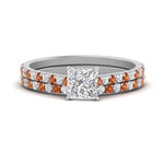 Load image into Gallery viewer, french-pave-princess-cut-petite-orange-sapphire-wedding-ring-set-in-FD9918PRGSAORANGLE3-NL-WG-B1
