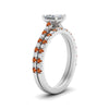 Load image into Gallery viewer, french-pave-princess-cut-petite-orange-sapphire-wedding-ring-set-in-FD9918PRGSAORANGLE3-NL-WG-B1