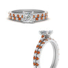 Load image into Gallery viewer, french-pave-princess-cut-petite-orange-sapphire-wedding-ring-set-in-FD9918PRGSAORANGLE3-NL-WG-B1