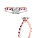 Load image into Gallery viewer, french-pave-princess-cut-petite-pink-sapphire-engagement-ring-in-FD9918PRRGSADRPIANGLE3-NL-RG
