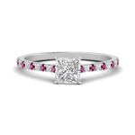 Load image into Gallery viewer, french-pave-princess-cut-petite-pink-sapphire-engagement-ring-in-FD9918PRRGSADRPIANGLE3-NL-WG
