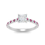 Load image into Gallery viewer, french-pave-princess-cut-petite-pink-sapphire-engagement-ring-in-FD9918PRRGSADRPIANGLE3-NL-WG

