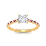 Load image into Gallery viewer, french-pave-princess-cut-petite-pink-sapphire-engagement-ring-in-FD9918PRRGSADRPIANGLE3-NL-YG
